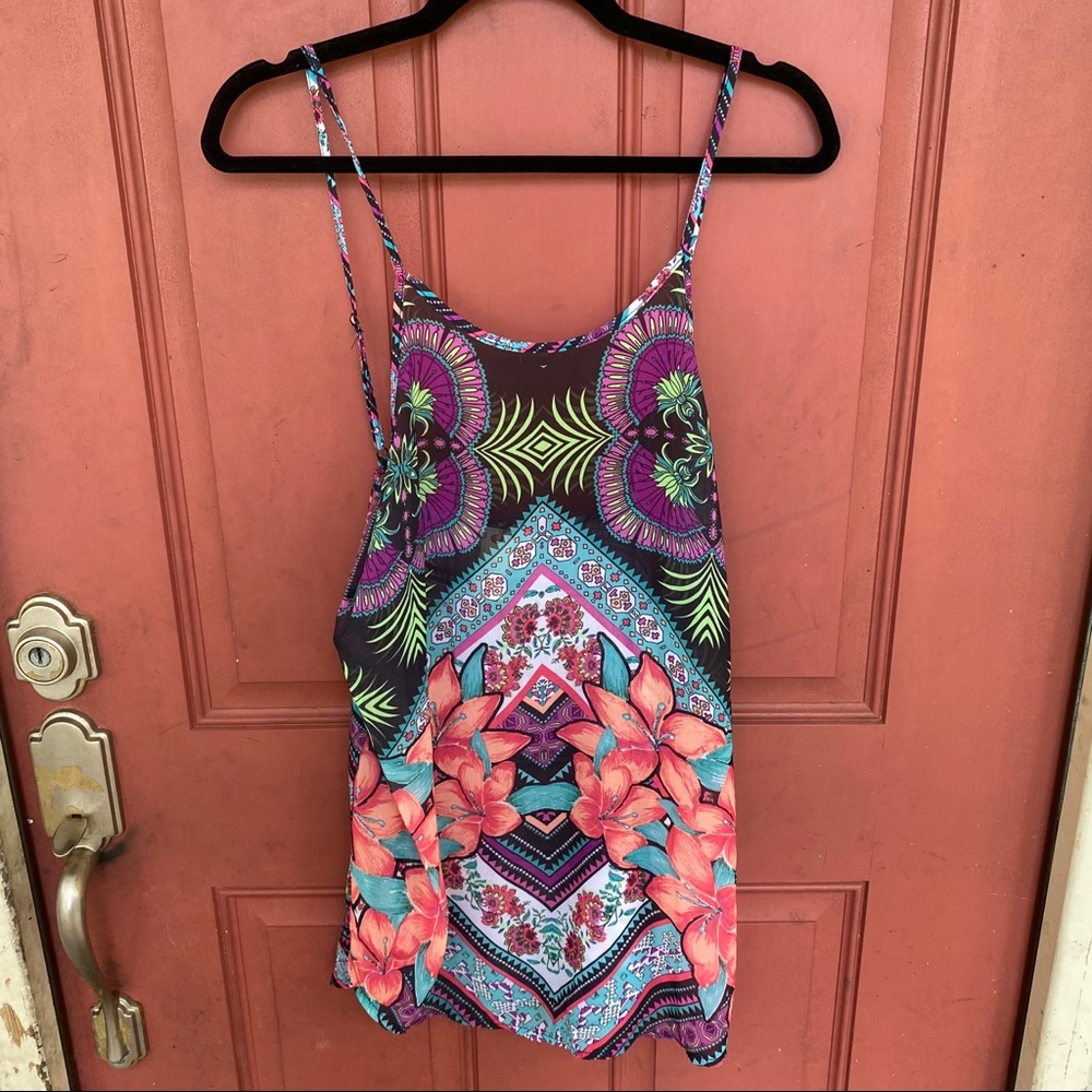 OP size M sheer boho spaghetti strap tank